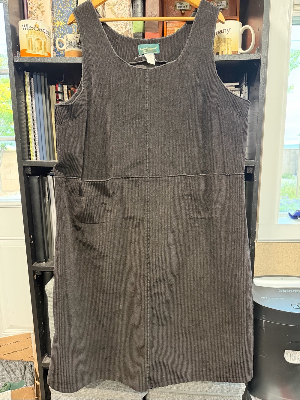 vintage Harve Benard Charcoal Black Corduroy Pinafore Dress